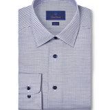 SBSP12815407 | Navy & White Twill Micro Check Stretch Dress Shirt