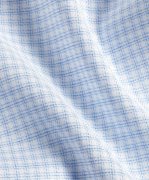 SBSP12816135 | White & Blue Twill Check Stretch Dress Shirt