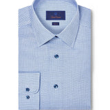 SBSP12843456 | Sky & Navy Check Stretch Dress Shirt
