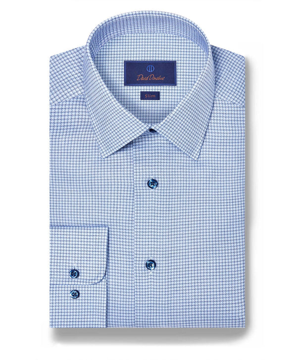 SBSP12843456 | Sky & Navy Check Stretch Dress Shirt