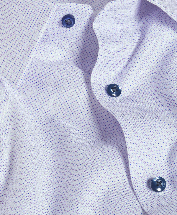 SBSP13005133 | White & Lilac Micro Geometric Print Stretch Dress Shirt