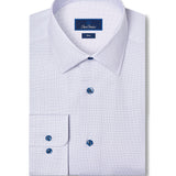 SBSP13005133 | White & Lilac Micro Geometric Print Stretch Dress Shirt