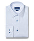 SBSP13005135 | White & Blue Micro Geometric Print Stretch Dress Shirt