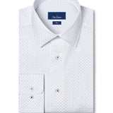 SBSP13200135 | White & Blue Micro Neat Print Stretch Dress Shirt