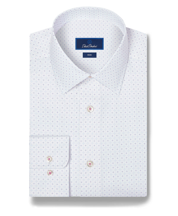 SBSP13200137 | White & Purple Micro Neat Print Stretch Dress Shirt