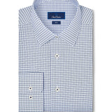 SBSP13801155 | White & Navy Twill Check Stretch Dress Shirt
