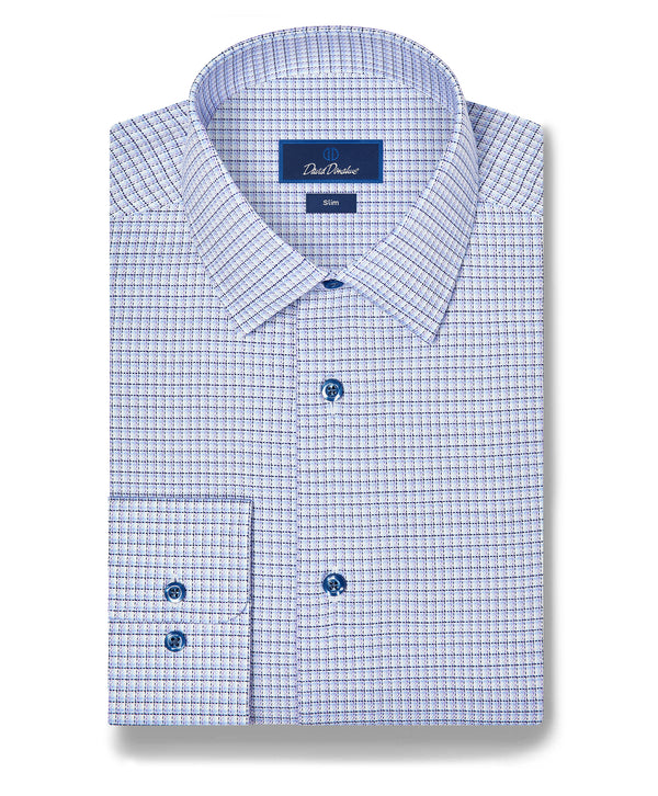 SBSP13802485 | Blue & Purple Twill Check Stretch Dress Shirt