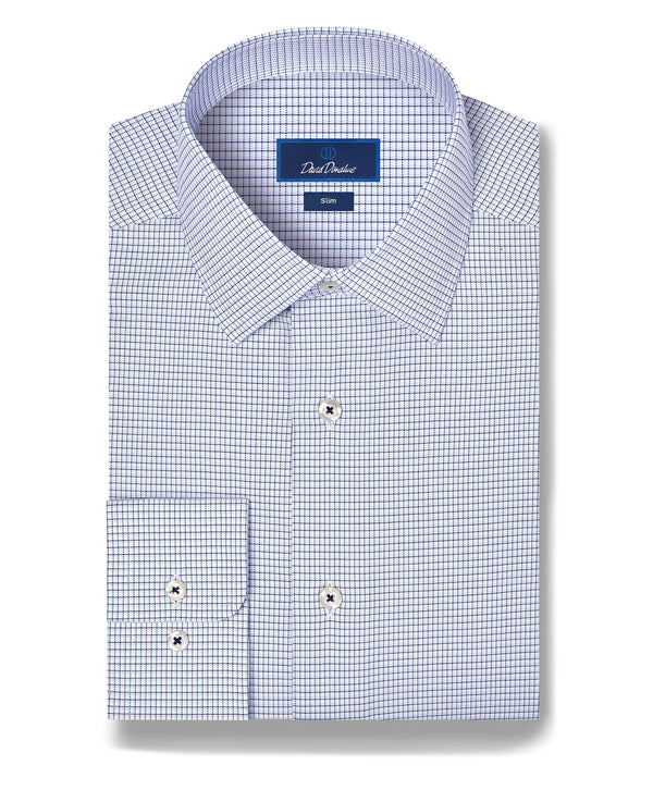 SBSP13820450 | Navy & Sky Twill Micro Check Stretch Dress Shirt