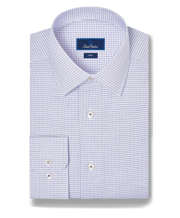 SBSP13820518 | Purple & Sky Twill Micro Check Stretch Dress Shirt