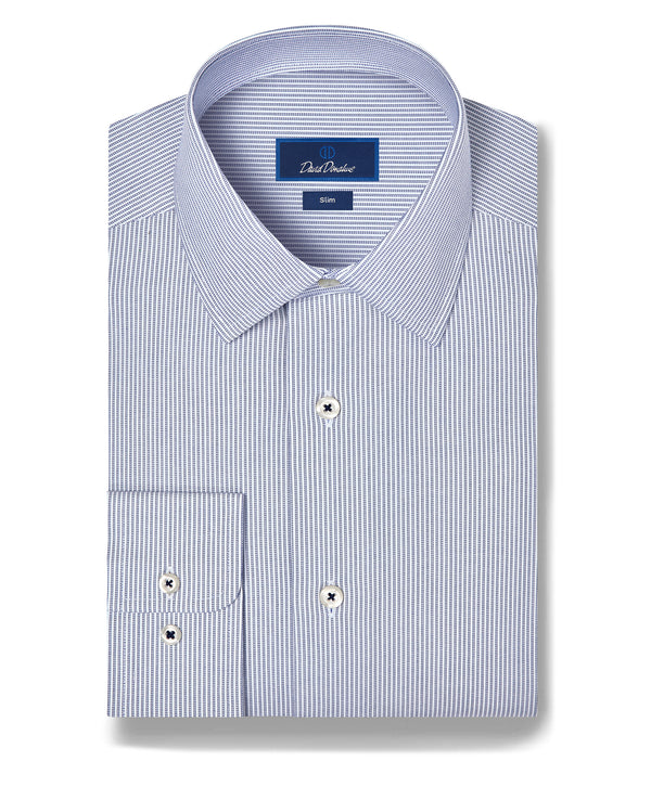 SBSP13950407 | Navy & White Twill Stripe Stretch Dress Shirt