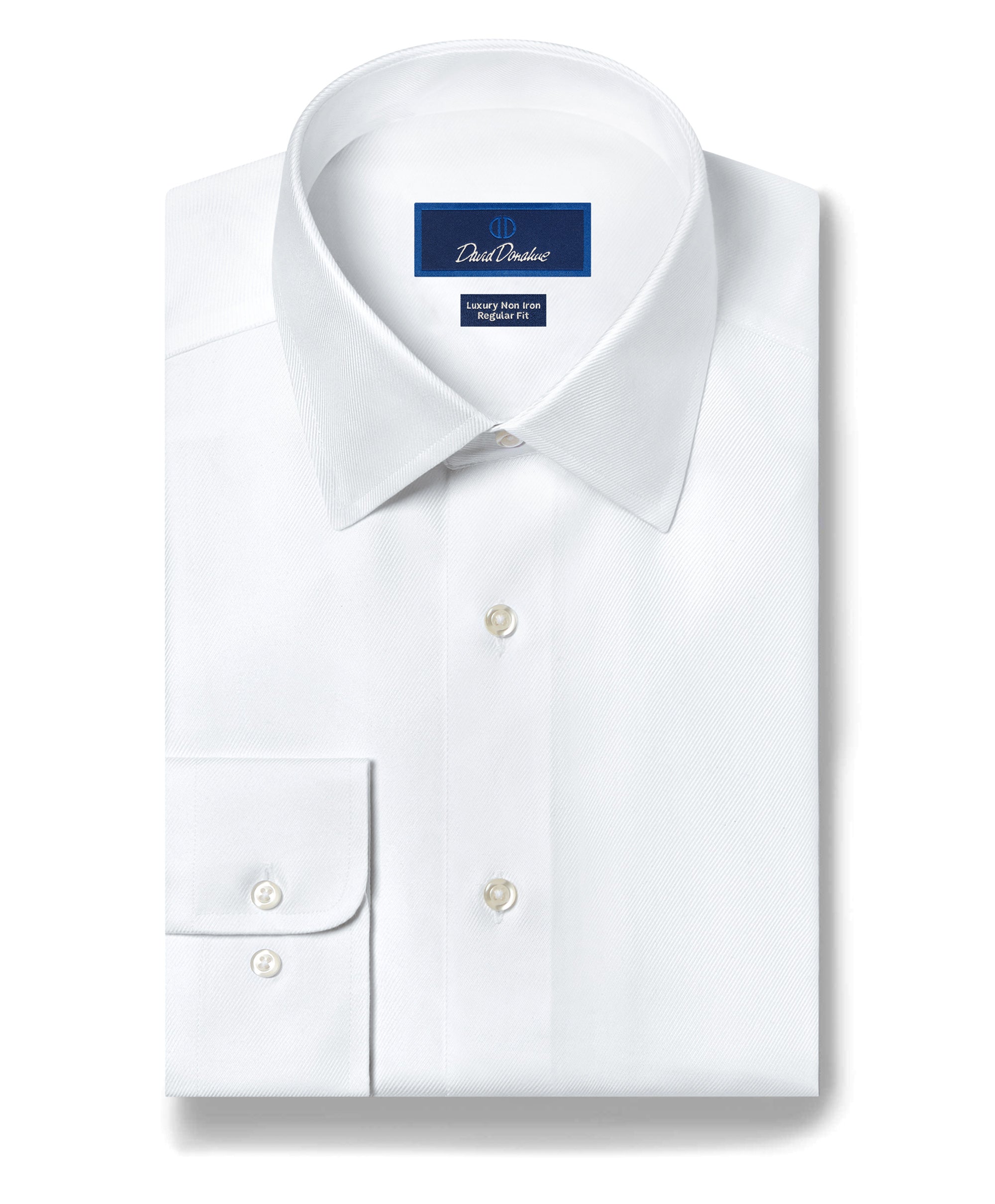 David Donahue Trim Fit Non Iron Dress Shirt in White 18 / 35