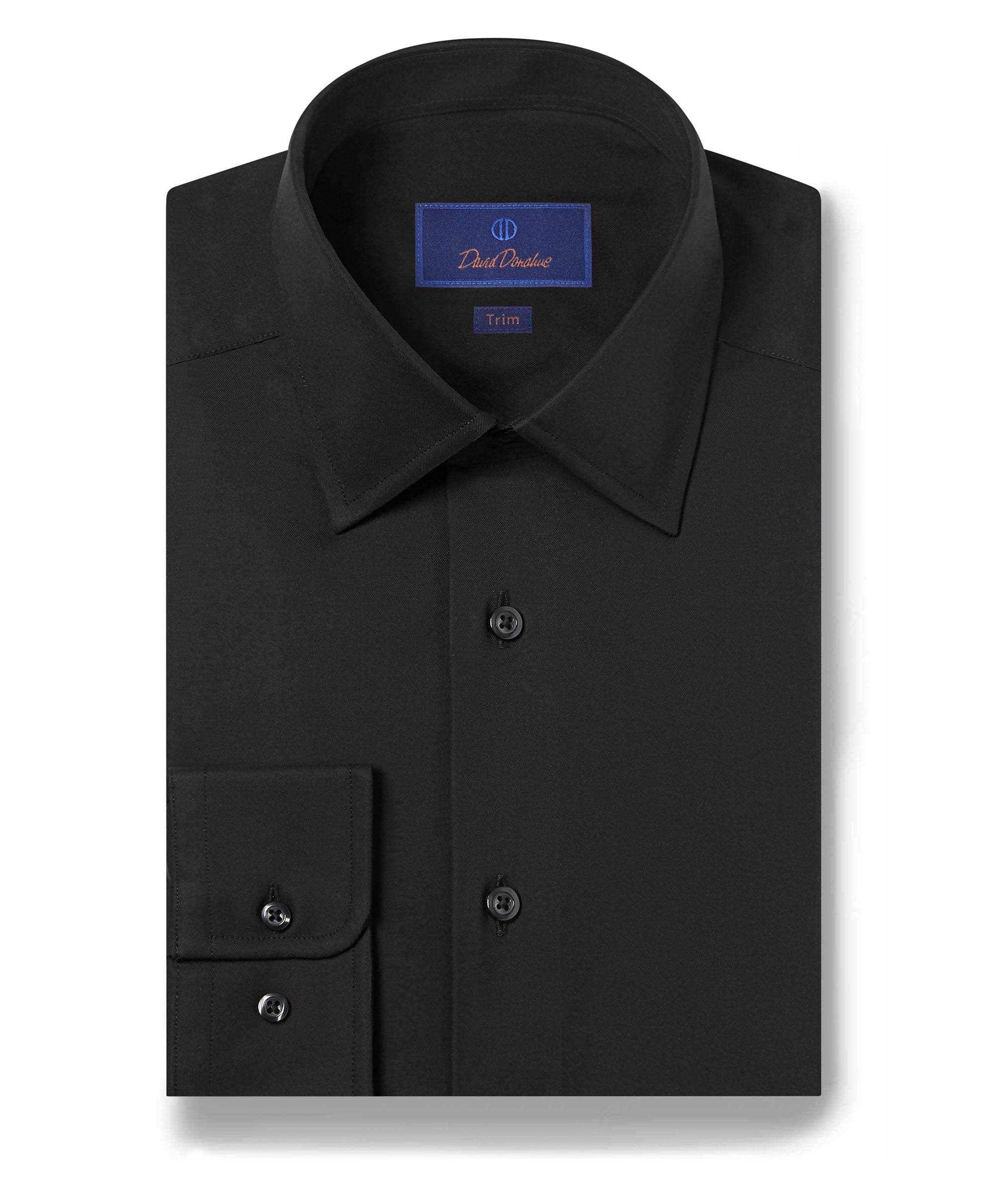 david donahue black dress shirt David Donahue Slim Fit Supima Cotton Twill Dress Shirt