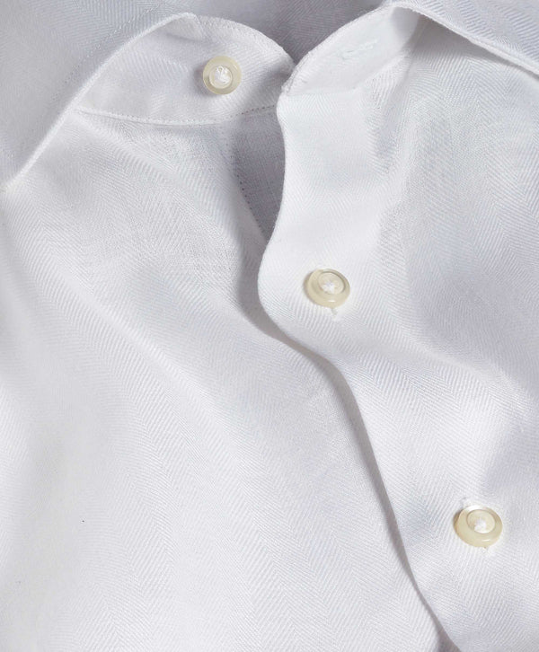 TBMS12109110 | White Linen Dress Shirt 