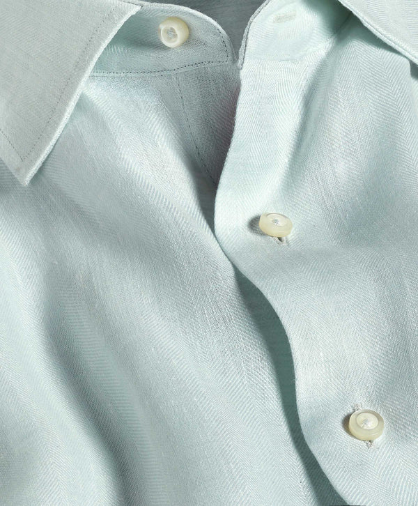 TBMS12109343 | Mint Linen Dress Shirt 