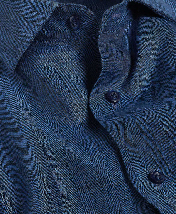 TBMS12109412 | Navy Linen Dress Shirt 