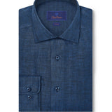 TBMS12109412 | Navy Linen Dress Shirt 