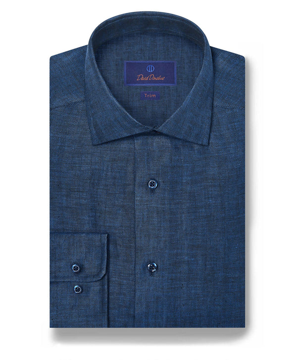 TBMS12109412 | Navy Linen Dress Shirt 