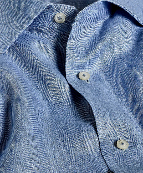 TBMS12109476 | Denim Linen Dress Shirt 