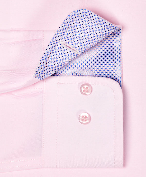 TBMS12110650 | Pink Twill Contrast Dress Shirt