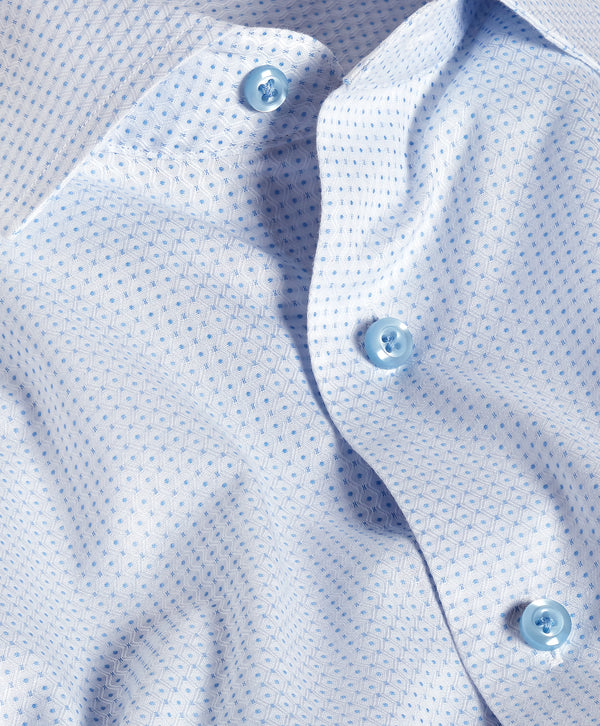 TBMS13003136 | White & Sky Dobby Dot Dress Shirt
