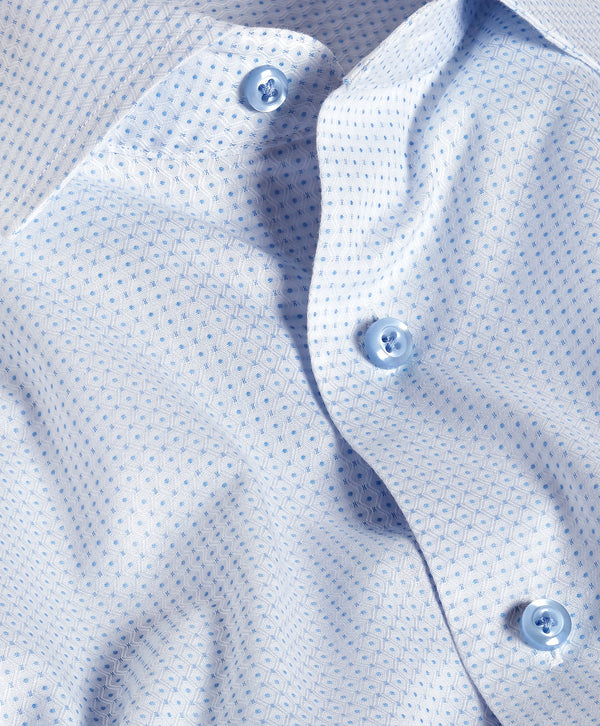 TBMS13003136 | White & Sky Dobby Dot Dress Shirt