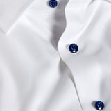 TBMS13100110 | White Contrast Herringbone Solid Dress Shirt