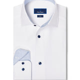 TBMS13100110 | White Contrast Herringbone Solid Dress Shirt
