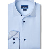 TBMS13100454 | Sky Contrast Herringbone Solid Dress Shirt