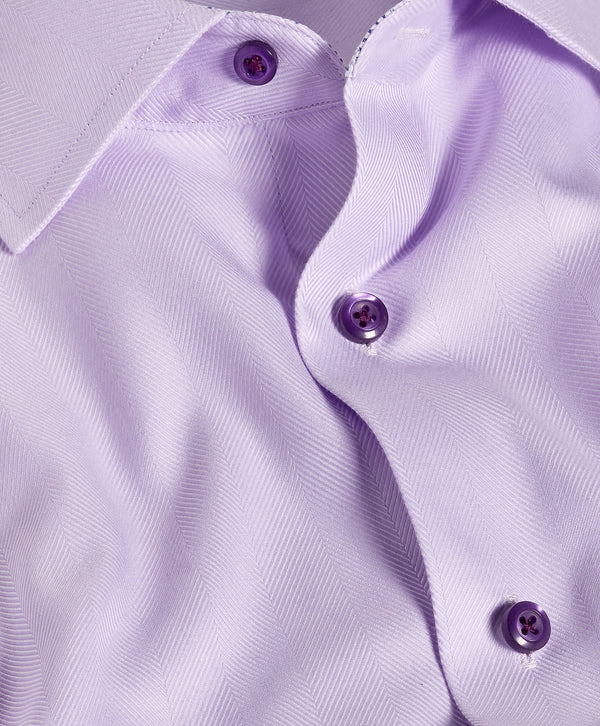 TBMS13100534 | Lilac Contrast Herringbone Solid Dress Shirt