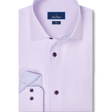 TBMS13100534 | Lilac Contrast Herringbone Solid Dress Shirt