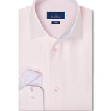 TBMS13100650 | Pink Contrast Herringbone Solid Dress Shirt