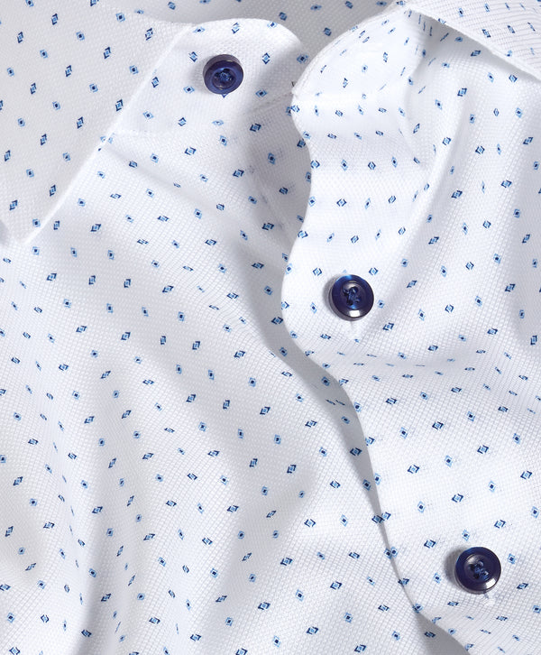 TBMS13201135 | White & Blue Neat Print Dress Shirt
