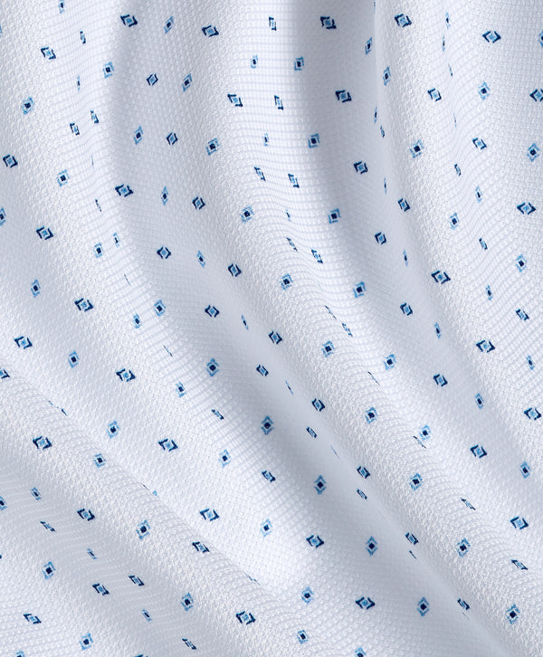 TBMS13201135 | White & Blue Neat Print Dress Shirt