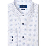 TBMS13201135 | White & Blue Neat Print Dress Shirt