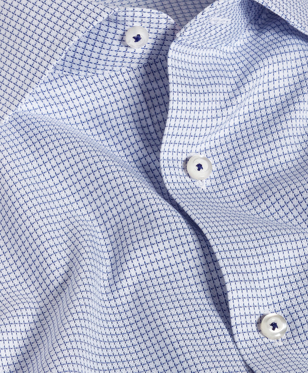 TBMS13806155 | White & Navy Micro Check Dress Shirt