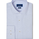 TBMS13806155 | White & Navy Micro Check Dress Shirt
