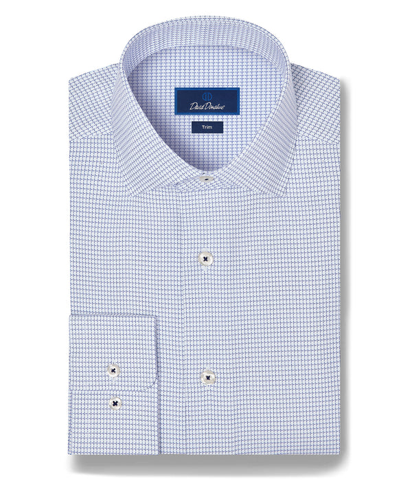 TBMS13806155 | White & Navy Micro Check Dress Shirt