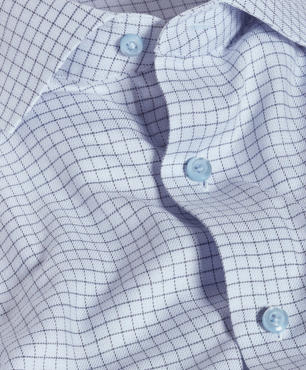 TBMS13814456 | Sky & Navy Check Cashmere Blend Dress Shirt