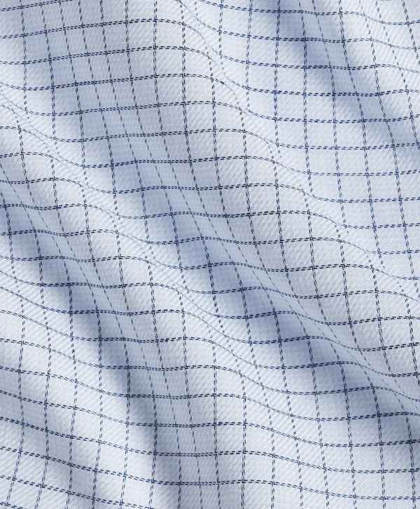 TBMS13814456 | Sky & Navy Check Cashmere Blend Dress Shirt