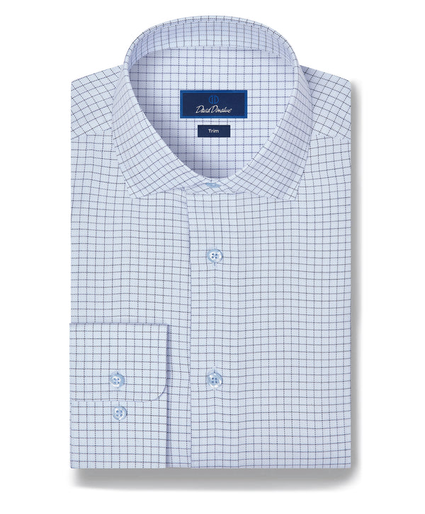 TBMS13814456 | Sky & Navy Check Cashmere Blend Dress Shirt