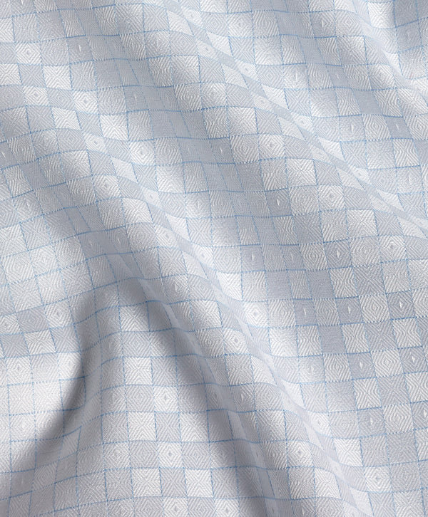 TBMS13818136 | White & Sky Dobby Check Dress Shirt