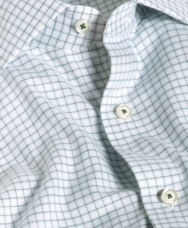 TBMS13834120 | White & Hunter Check Cashmere Blend Dress Shirt