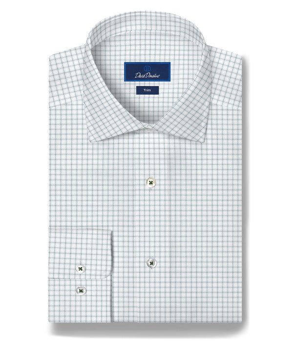 TBMS13834120 | White & Hunter Check Cashmere Blend Dress Shirt