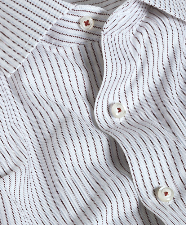 TBMS13951165 | White & Merlot Stripe Cashmere Blend Dress Shirt