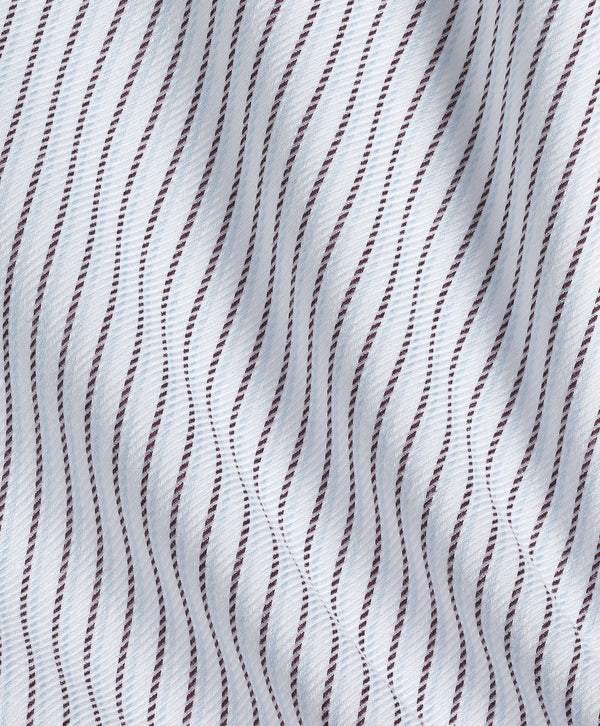 TBMS13951165 | White & Merlot Stripe Cashmere Blend Dress Shirt