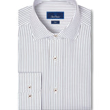 TBMS13951165 | White & Merlot Stripe Cashmere Blend Dress Shirt