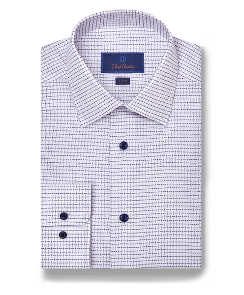 TBSP07007155 | Navy & White Micro Windowpane Dress Shirt