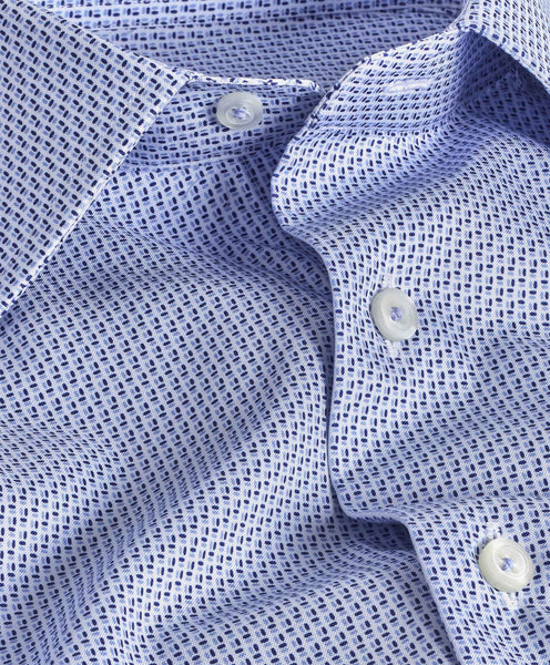 TBSP07011423 | Blue Micro Print Dress Shirt