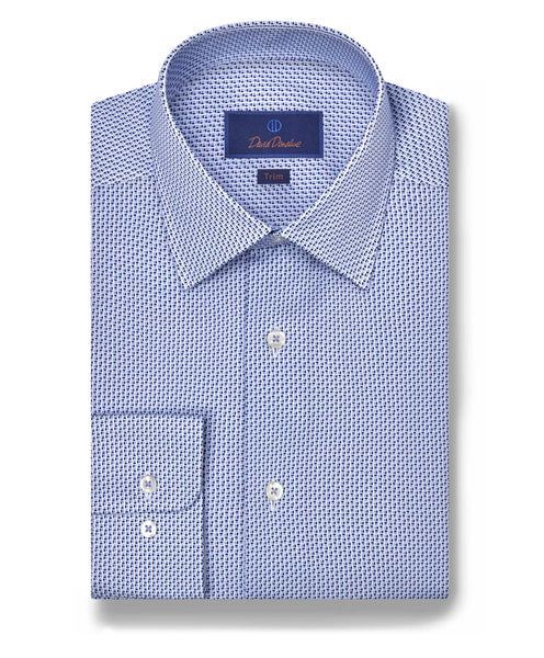 TBSP07011423 | Blue Micro Print Dress Shirt