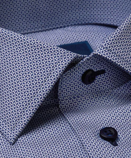 TBSP07200412 | Navy Geometric Print Dress Shirt